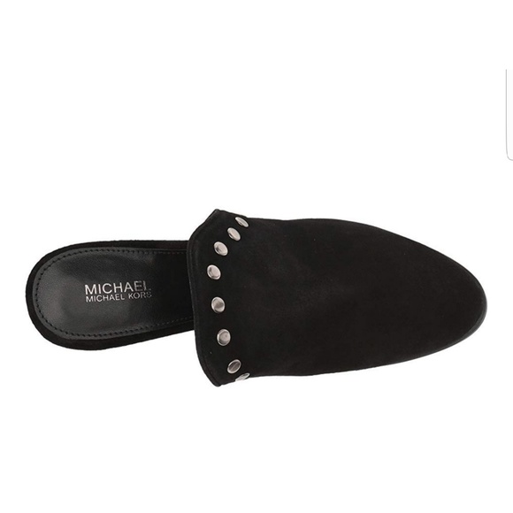 Micheal Kors Louise suede mules w/ gunmetal studs - Picture 2 of 6